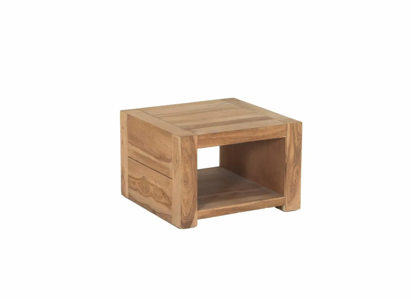 Bijzettafel Carbone 60x60cm - sheesham massief & decor - naturel