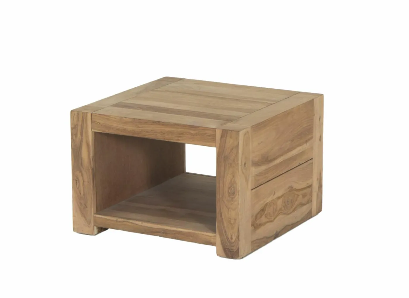 Bijzettafel Carbone 60x60cm - sheesham massief & decor - naturel