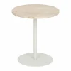 Bijzettafel Celen Ø40cm - travertijn & staal - wit & beige