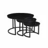 Bijzettafel Celeste Ø70cm - mango massief - zwart - set van 3