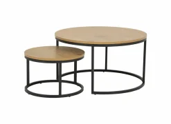 Bijzettafel Ø80cm - melamine - wild oak - set van 2
