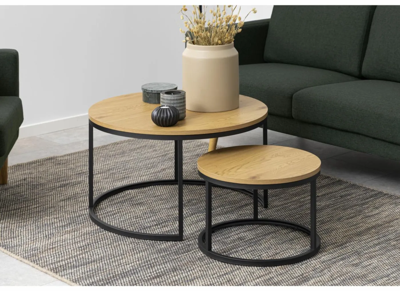 Bijzettafel Ø80cm - melamine - wild oak - set van 2