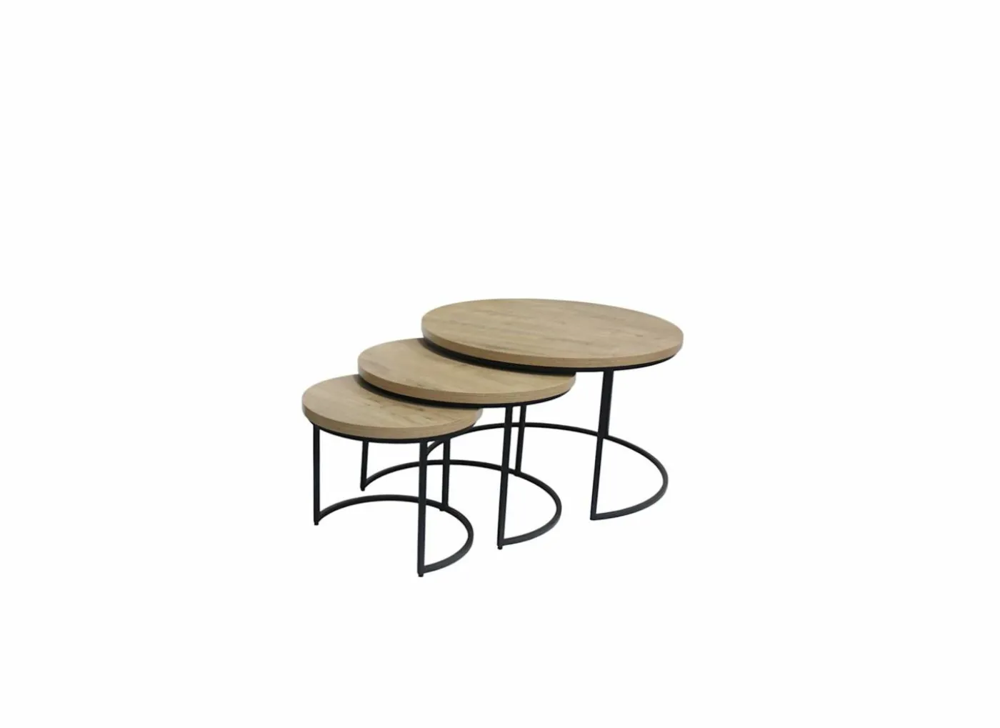 Bijzettafel Cronos Ø80cm - decor - naturel - set van 3