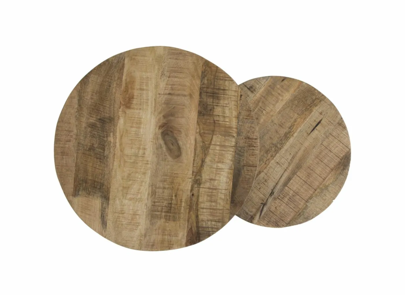 Bijzettafel Half Moon Ø60 set van 2 - mango massief & metaal - naturel