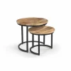 Bijzettafel Ines Ø50cm - mango massief - naturel - set van 2