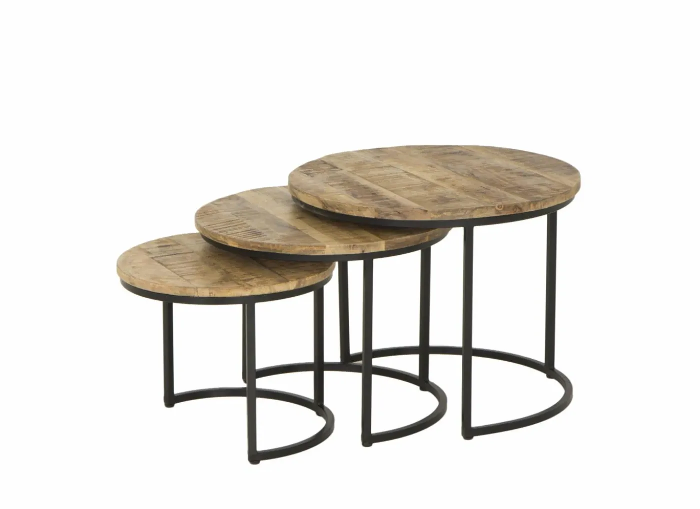 Bijzettafel Joshua Ø55cm - mango massief - bruin - set van 3