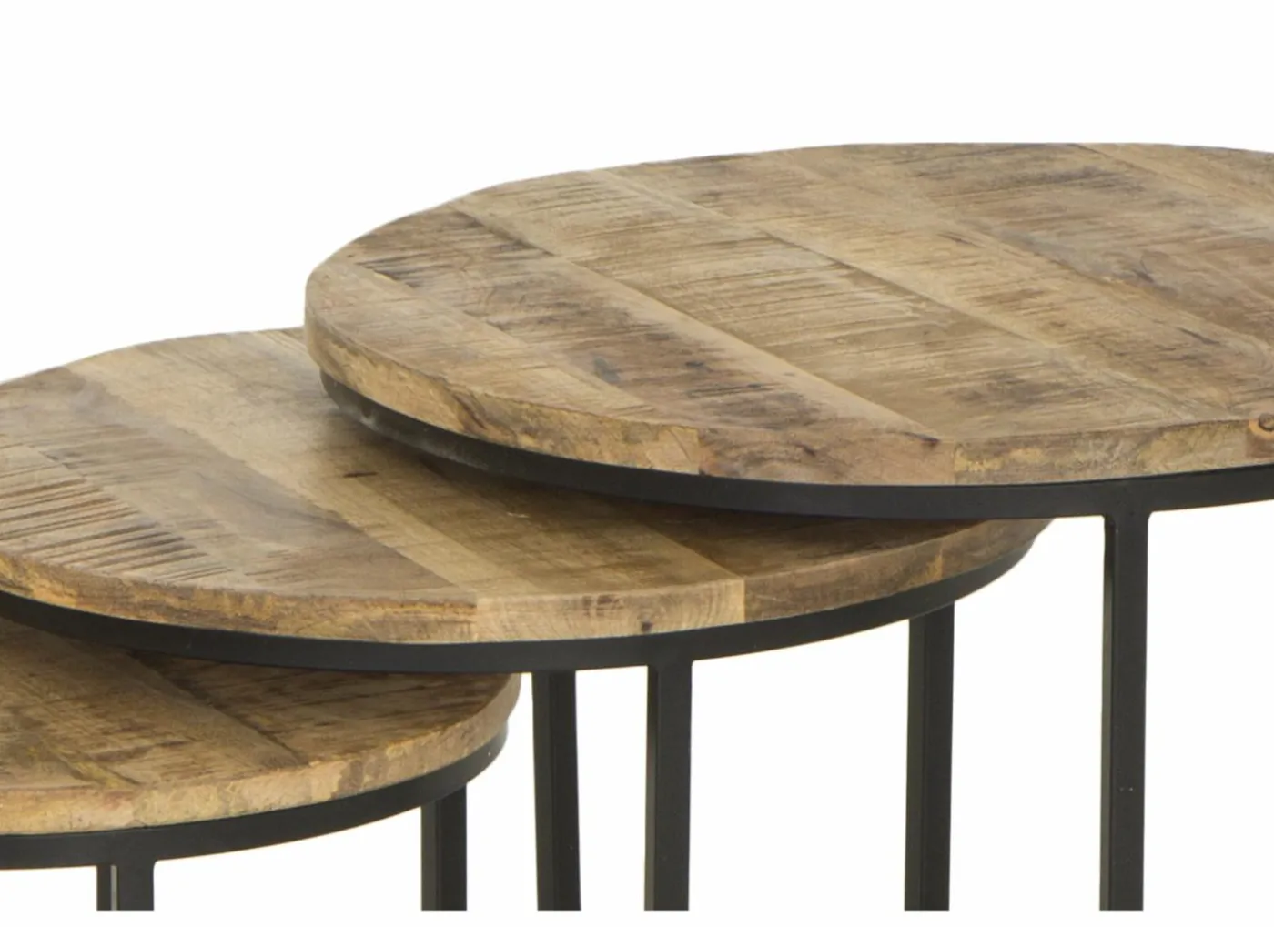 Bijzettafel Joshua Ø55cm - mango massief - bruin - set van 3