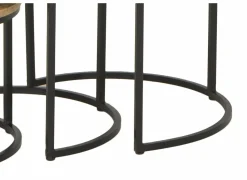 Bijzettafel Joshua Ø55cm - mango massief - bruin - set van 3