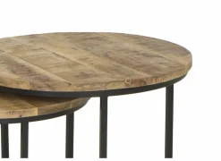 Bijzettafel Joshua Ø55cm - mango massief - bruin - set van 3