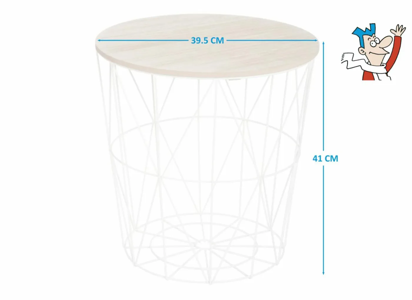 Bijzettafel Kumi Ø39,5cm - metaal - wit