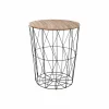 Bijzettafel Kumi Ø47cm - metaal - zwart & naturel