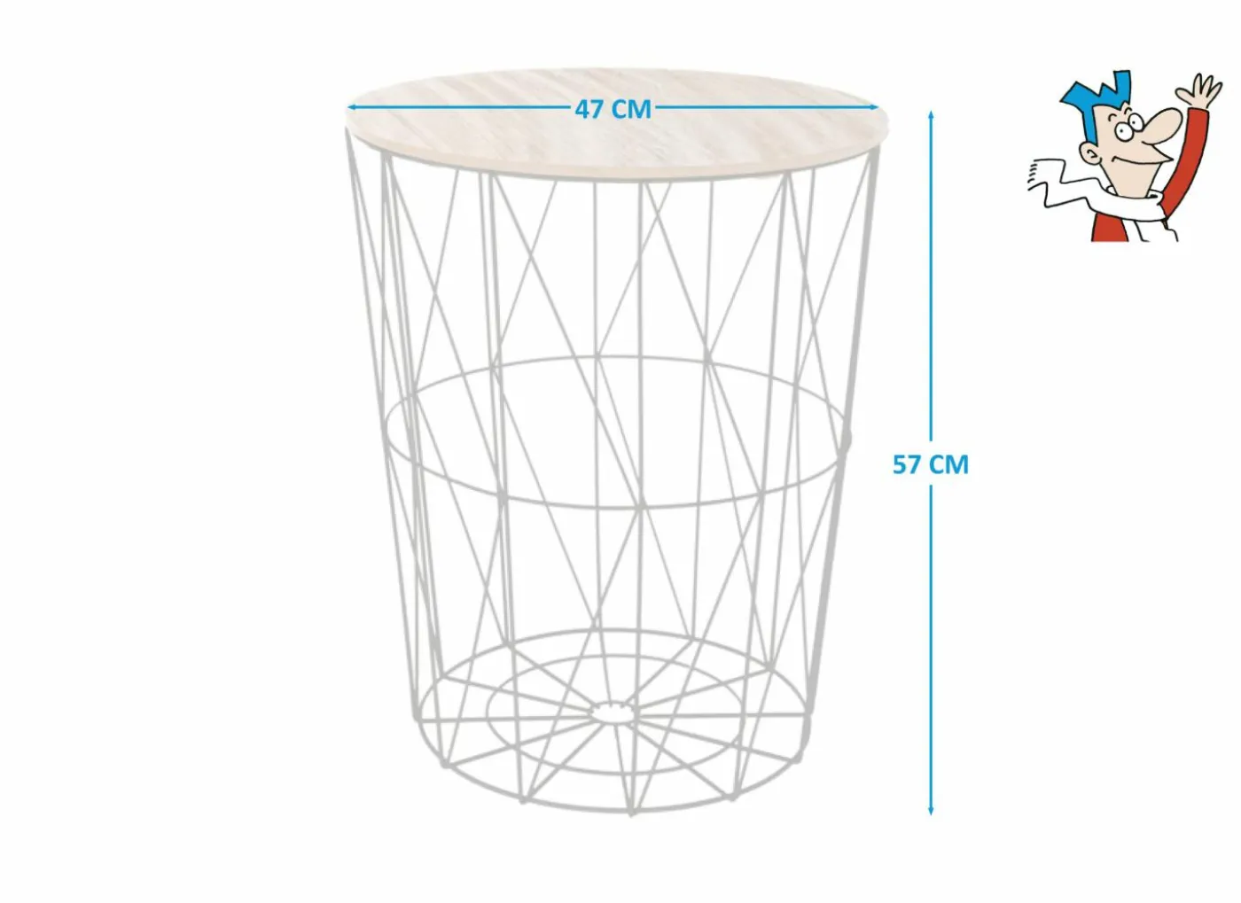 Bijzettafel Kumi Ø47cm - metaal - zwart & naturel