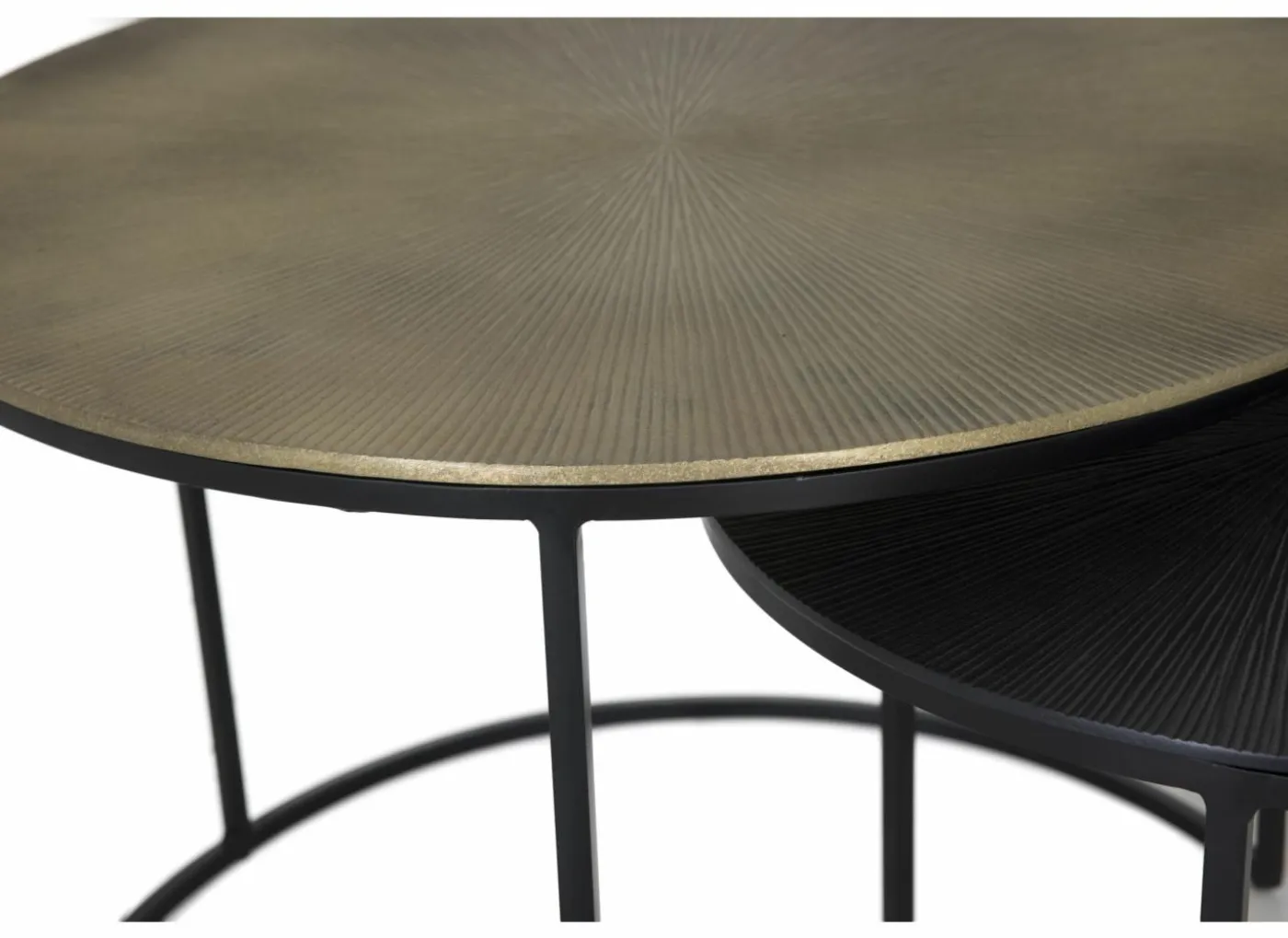 Bijzettafel Laggan Ø61/Ø43cm - aluminium & ijzer - zwart - set van 2