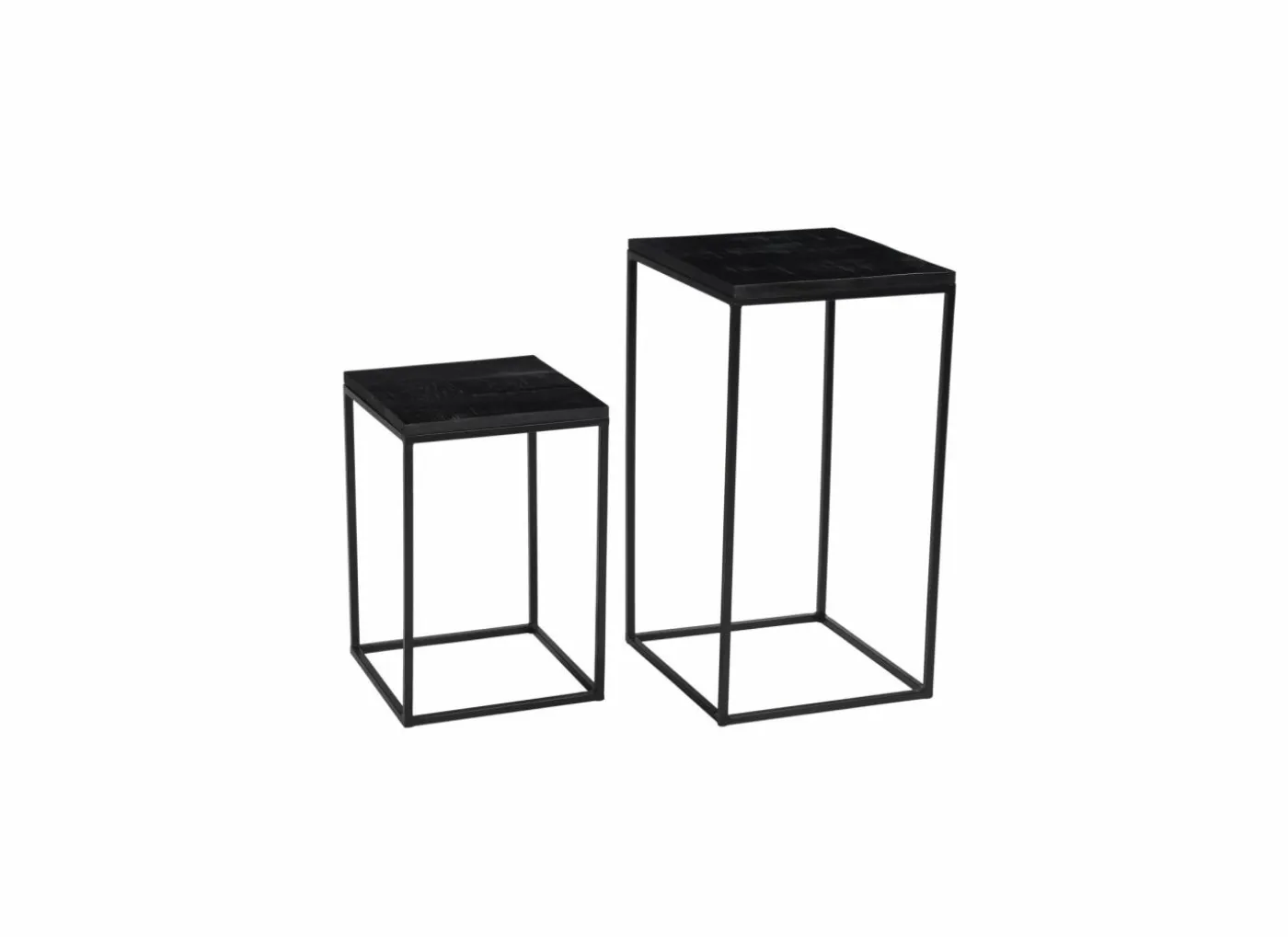 Bijzettafel Maya 35x35cm - mango massief - zwart - set van 2