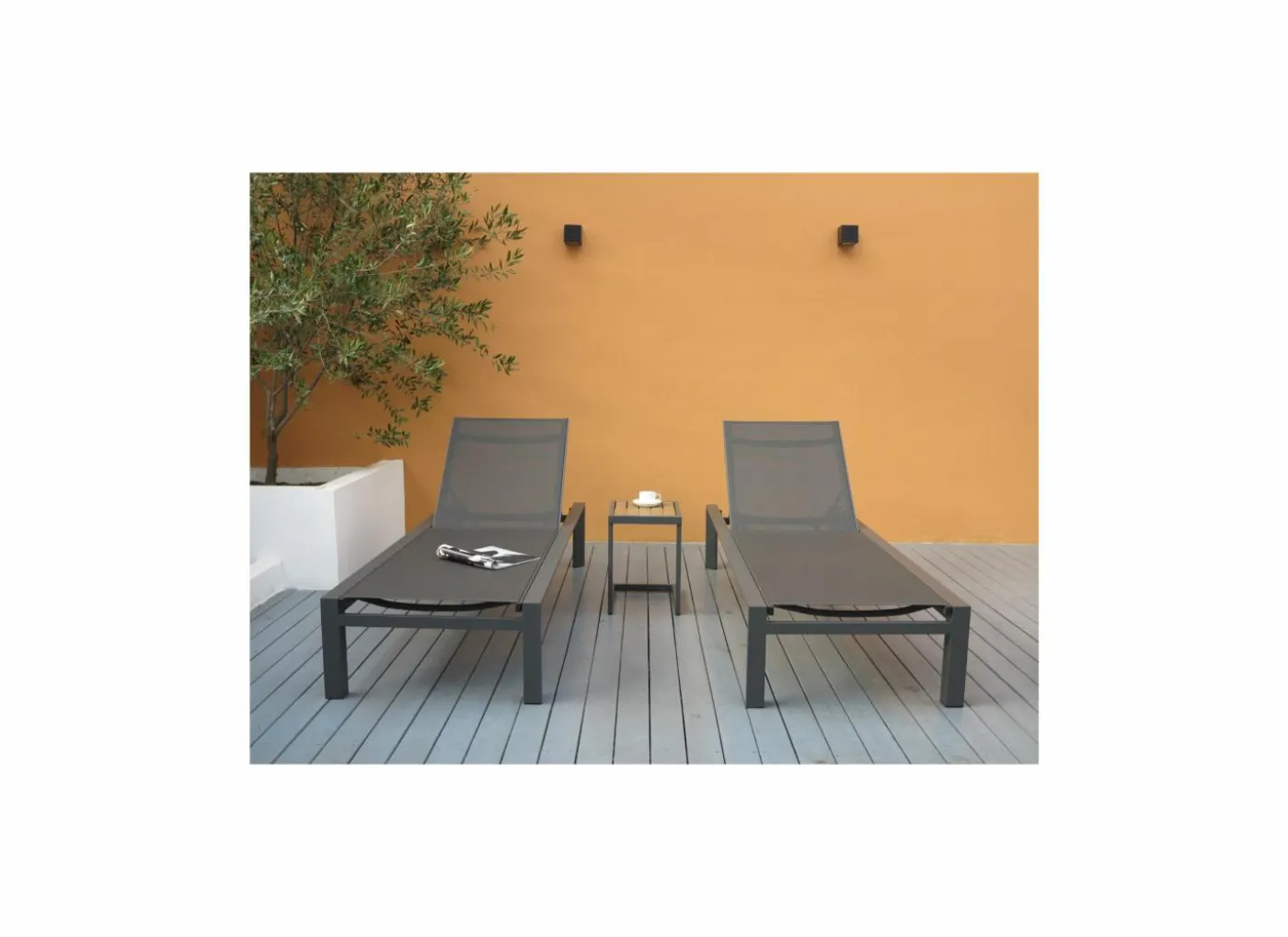 Bijzettafel Nirvana 40x32x45cm - aluminium/polywood - antraciet