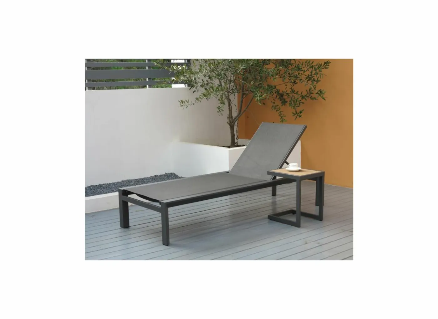 Bijzettafel Nirvana 40x32x45cm - aluminium/polywood - antraciet