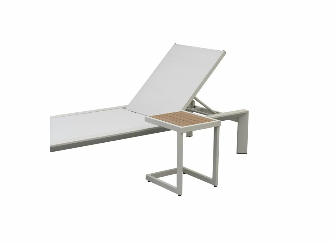 Bijzettafel Nirvana 40x32x45cm - aluminium/polywood - greige