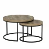 Bijzettafel SL2303  Ø76xH45,5cm/Ø56xH38,5cm - decor & metaal - scarlet oak set van 2