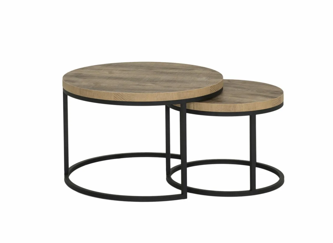 Bijzettafel SL2303 Ø76xH45,5cm/Ø56xH38,5cm - decor & metaal - tropix set van 2