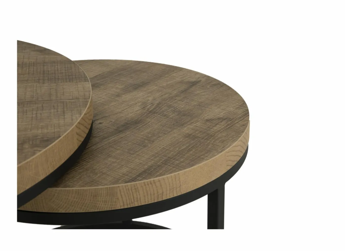 Bijzettafel SL2303 Ø76xH45,5cm/Ø56xH38,5cm - decor & metaal - tropix set van 2