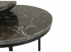Bijzettafel Trail Ø48cm - marmer - bruin - set van 2