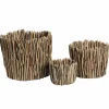 Bloempot Lagoon Ø22xH20cm - teak - naturel