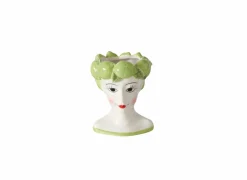 Bloempot Limoen H16cm - keramiek - wit/groen