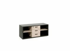 Boekenkast Capo 2 144x48x61cm - melamine - kastanje & zwart