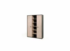 Boekenkast Capo 2 160x40x216cm - melamine - kastanje & zwart