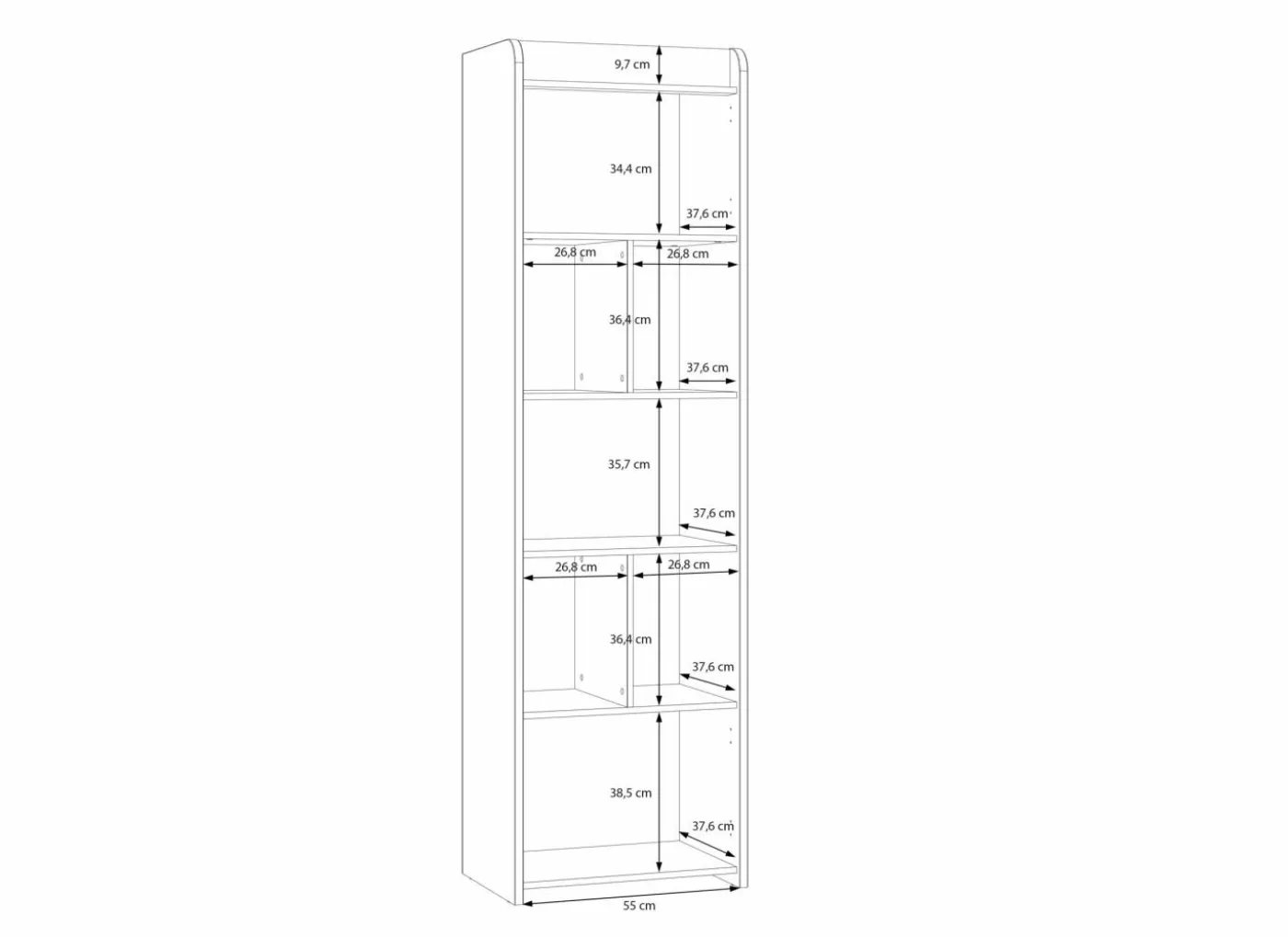 Boekenkast Hoa 59x41x204cm - decor - mauvella eik & groen