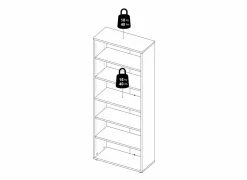 Boekenrek Prima 89x40x222cm - decor - eik
