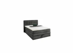 Boxspring Amy 140x200cm - stof - donkergrijs met opbergruimte