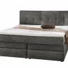Boxspring Amy 180x200cm - stof - donkergrijs met opbergruimte