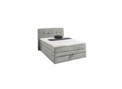 Boxspring Amy 140x200cm - stof - lichtgrijs met opbergruimte