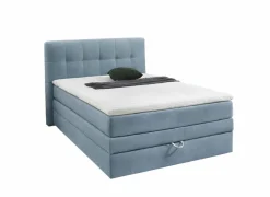 Boxspring Amy 140x200cm - stof - blauw met opbergruimte