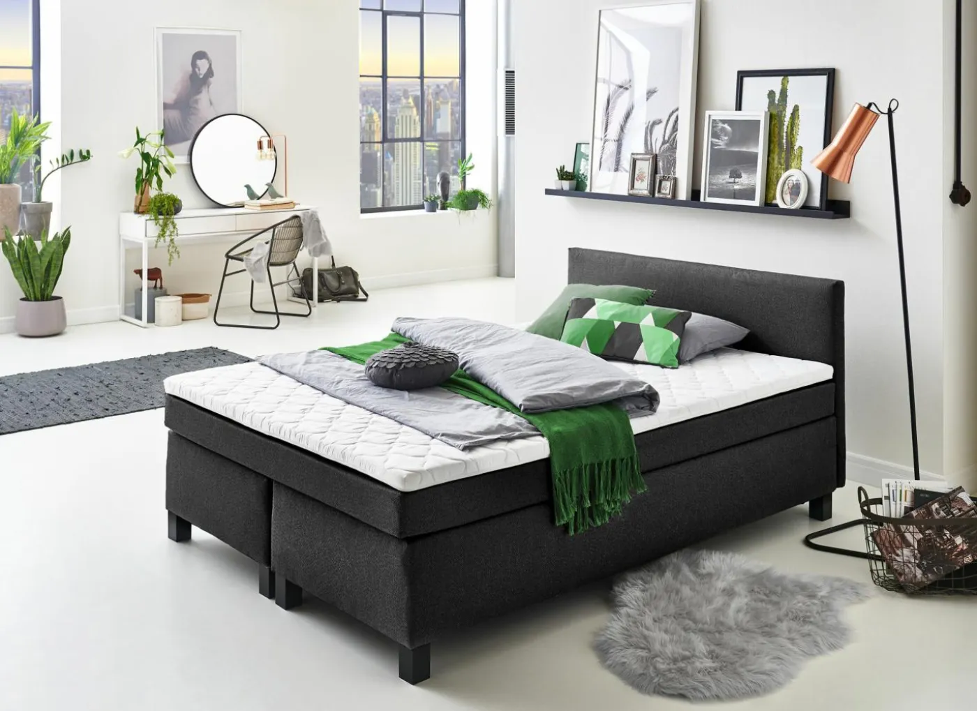 Boxspring BX1480 140x200cm - stof - antraciet