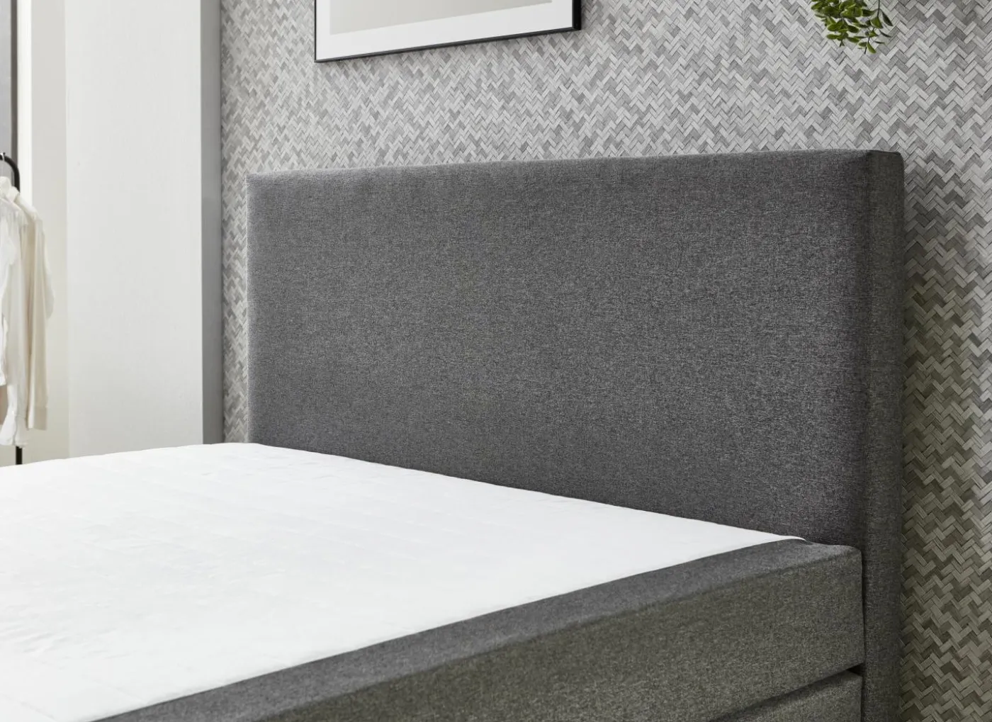 Boxspring BX890 160x200cm - stof - middengrijs