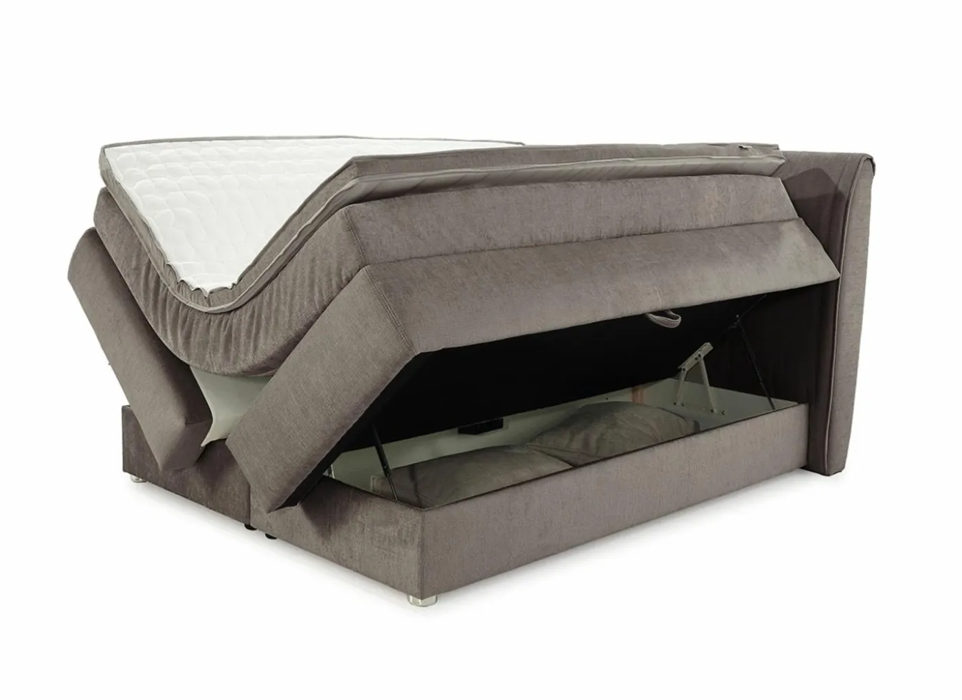 Boxspring Caren Mix 160x200cm - stof - taupe met opbergruimte