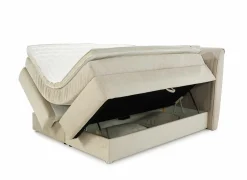 Boxspring Caren Mix 160x200cm - stof - ecru met opbergruimte