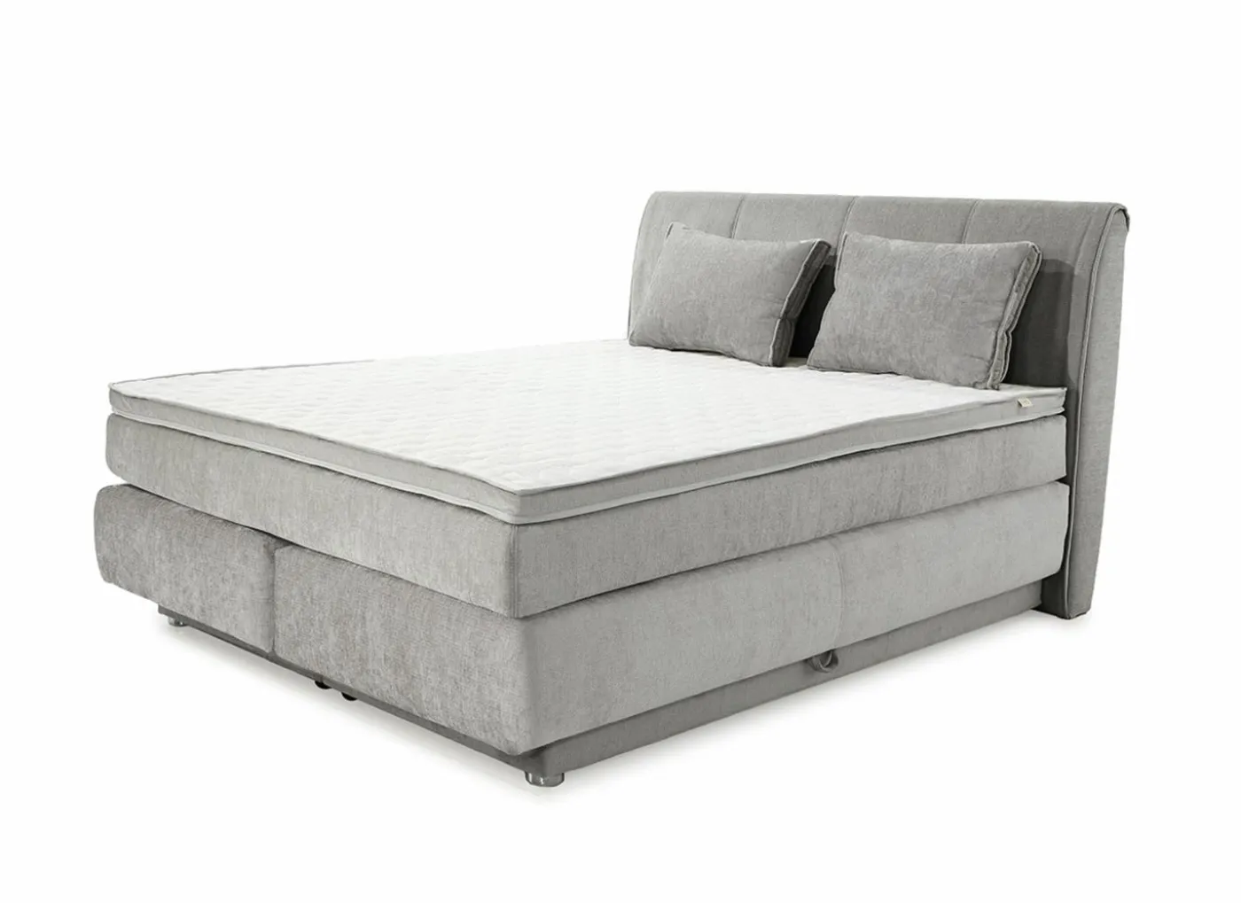 Boxspring Caren Normal 160x200cm - stof - grijs met opbergruimte