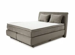 Boxspring Caren Normal 160x200cm - stof - taupe met opbergruimte