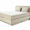 Boxspring Caren Normal 160x200cm - stof - ecru met opbergruimte