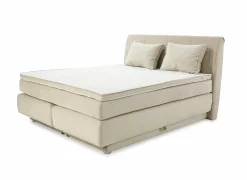 Boxspring Caren Normal 160x200cm - stof - ecru met opbergruimte