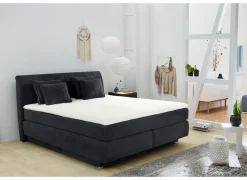 Boxspring Carla normal 180x200cm - stof - micro zwart met opbergruimte