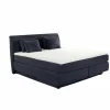 Boxspring Carla normal 180x200cm - stof - micro blauw met opbergruimte