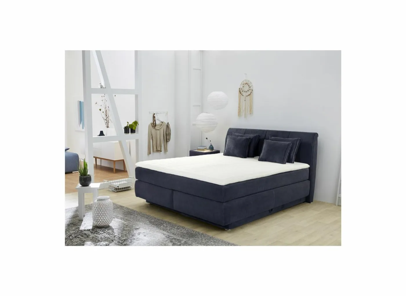 Boxspring Carla normal 180x200cm - stof - micro blauw met opbergruimte