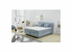 Boxspring Carla Normal 160x200cm - stof - lichtblauw met opbergruimte