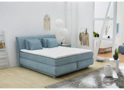 Boxspring Carla normal 180x200cm - stof - micro lichtblauw met opbergruimte