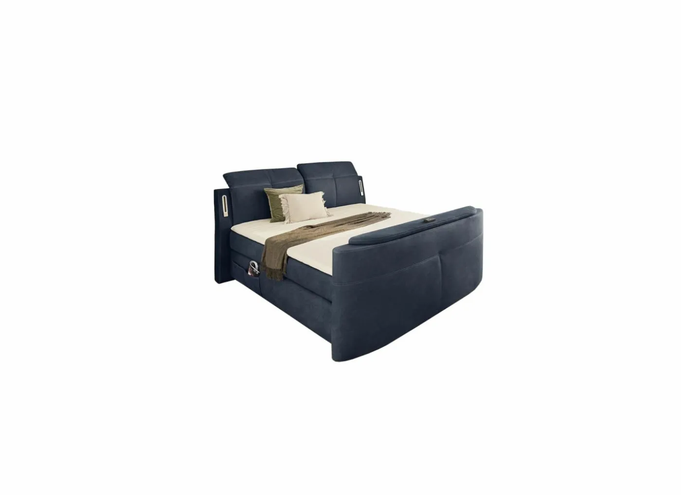 Boxspring Moviestar Max 180x200cm - stof - blauw met tv-lift