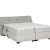 Boxspring Reynosa Gel 180x200cm - stof - zilver met opbergruimte & elektrisch